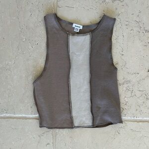 Garage Brown and Beige Sleeveless Top